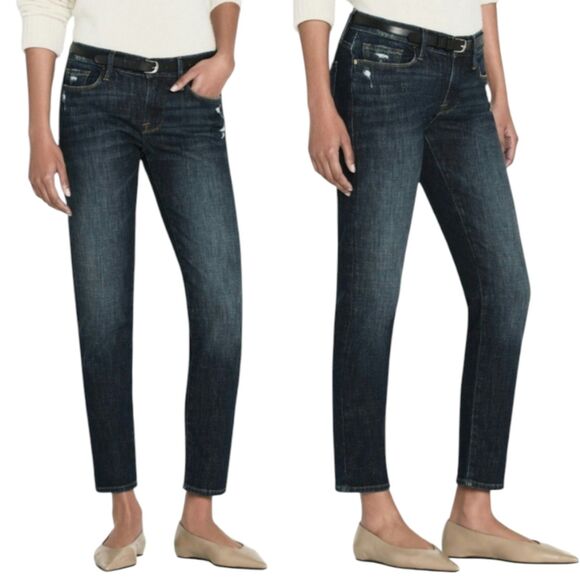 Frame Jeans Womens 26 Blue Le Gargon Crop Boyfriend Dark Wash Mid Rise Denim - Picture 2 of 12